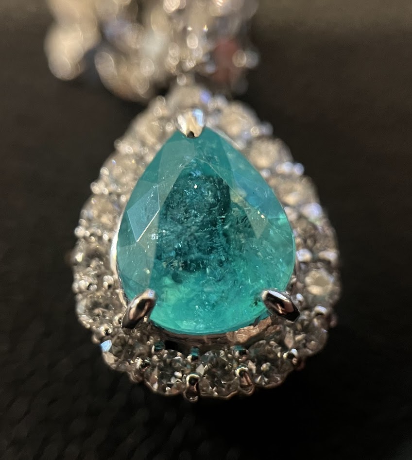 パライバ1.0ct×ダイヤ0.5ct ペンダントトップ
